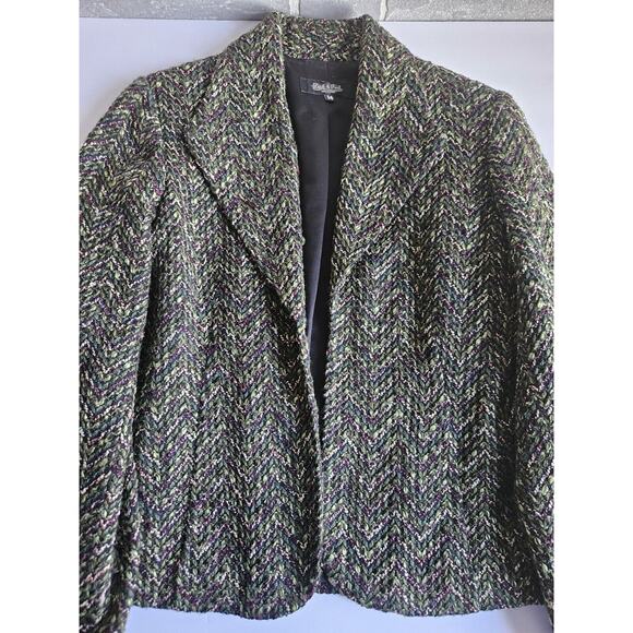 Vintage Peck & Peck Collection Herringbone Tweed Open Blazer Wom SIZE 14 Large - Picture 7 of 16